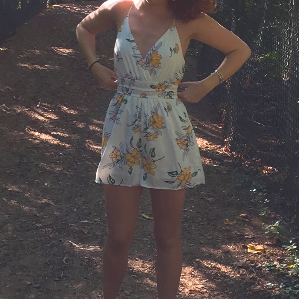 White, Flowered Pattern Romper - image 3